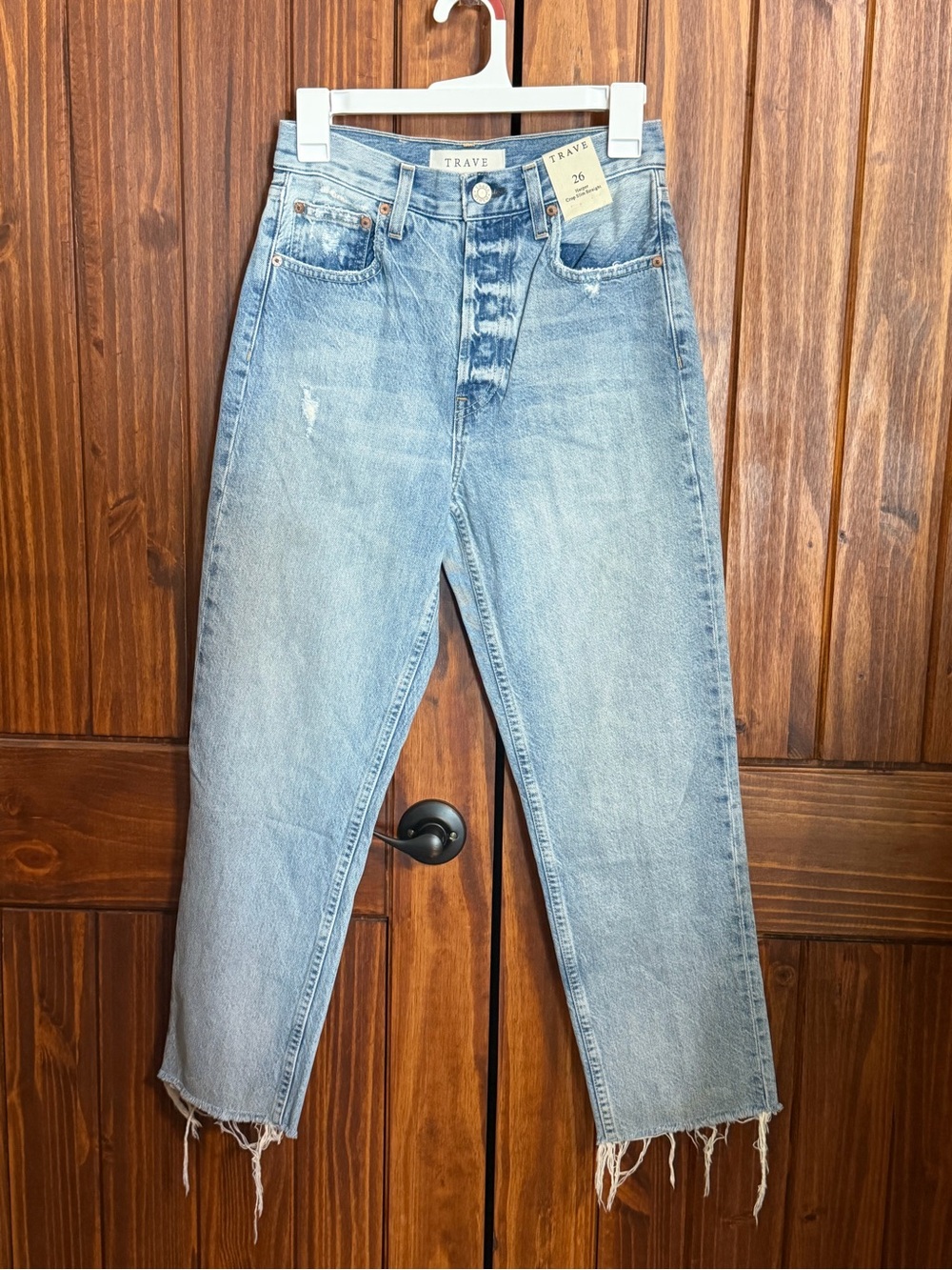 Trave Light Wash High-Rise Ankle Straight Jeans
